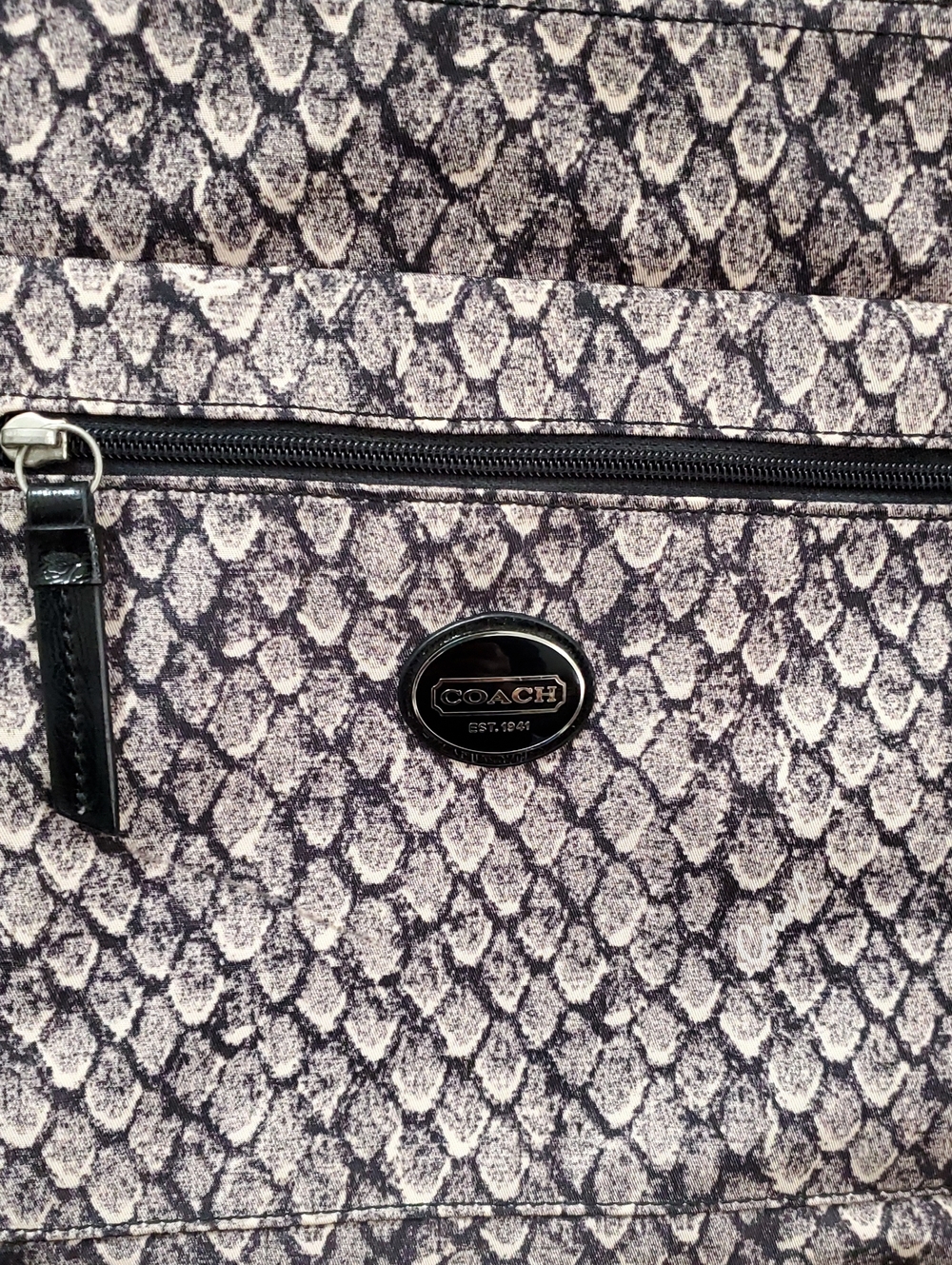 Coach Gray and Black Snake-Print Nylon Crossbody Bag, NWOT - Picture 8 of 13